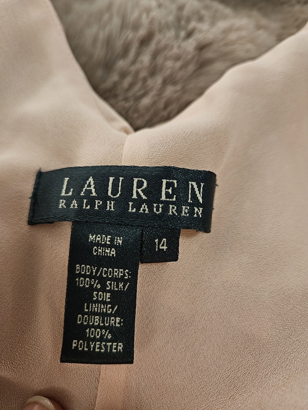 Lauren Ralph Lauren 100% Silk Pink Polka Dot Ruffle Midi Dress Women's 14 - Picture 5 of 8